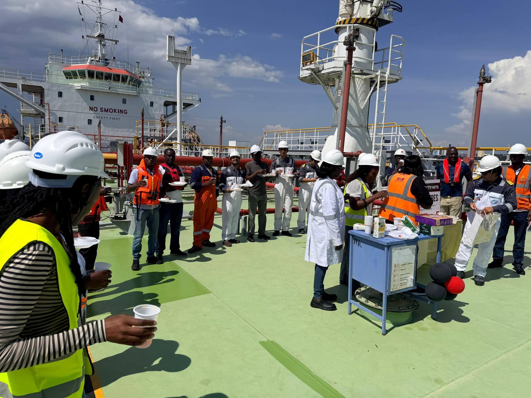 Celebration on the tanker deck